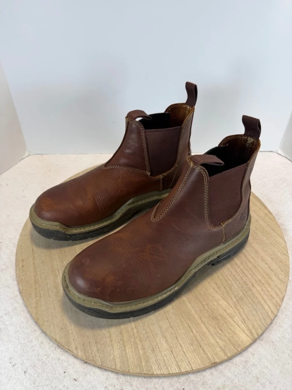 Wolverine DurShocks Flex W210116 Mens 9.5 M Brown Leather Chelsea Work Boots